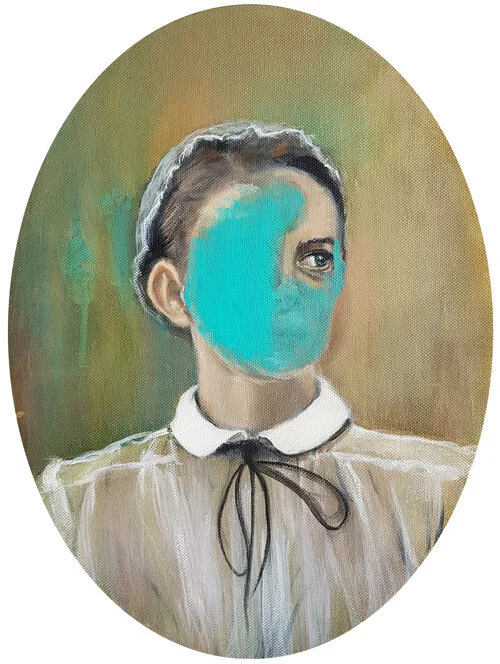 Kerstin Dzewior, Untitled Oval, 2019, 50 x 30, Öl Leinwand