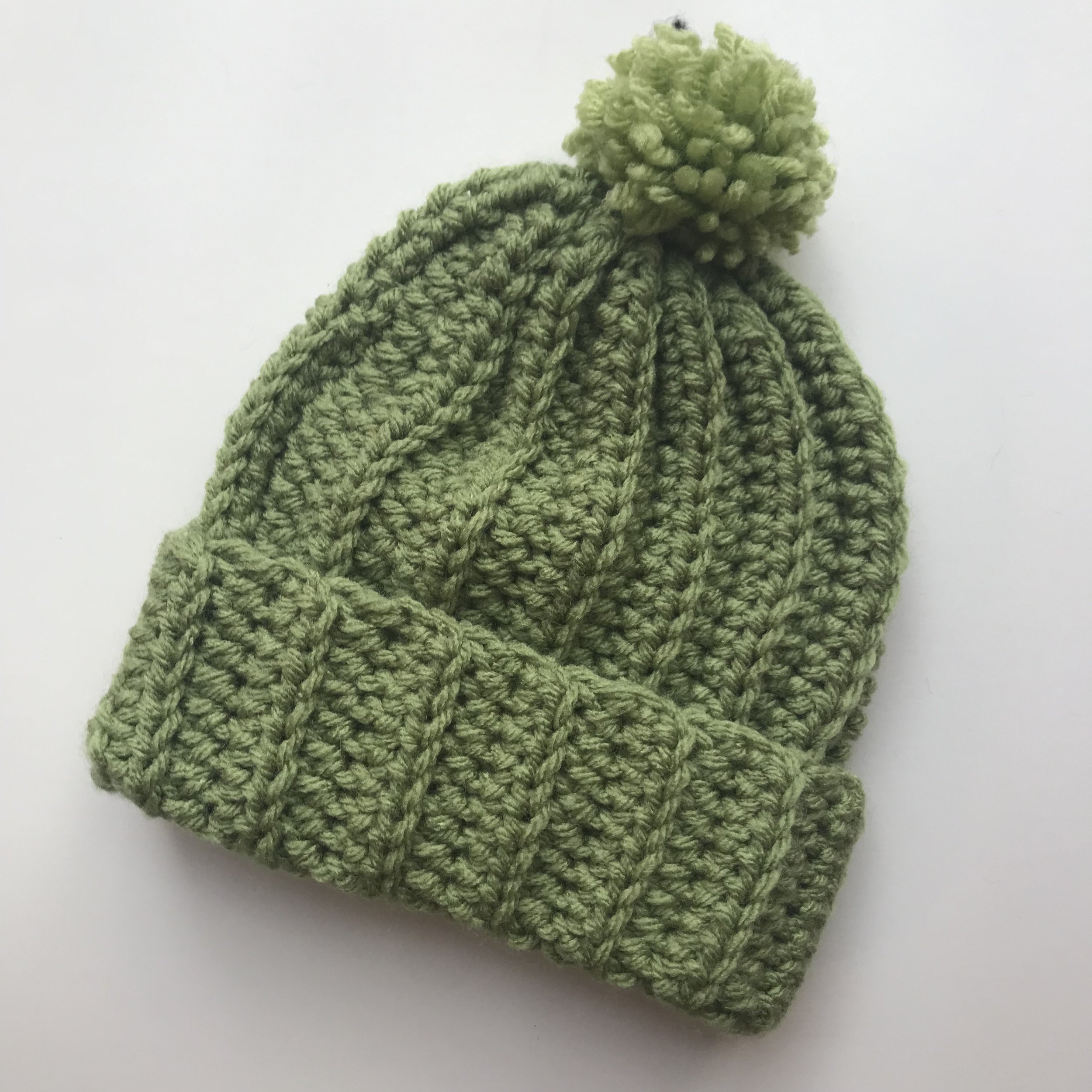 Crochet sage green hat and neck warmer