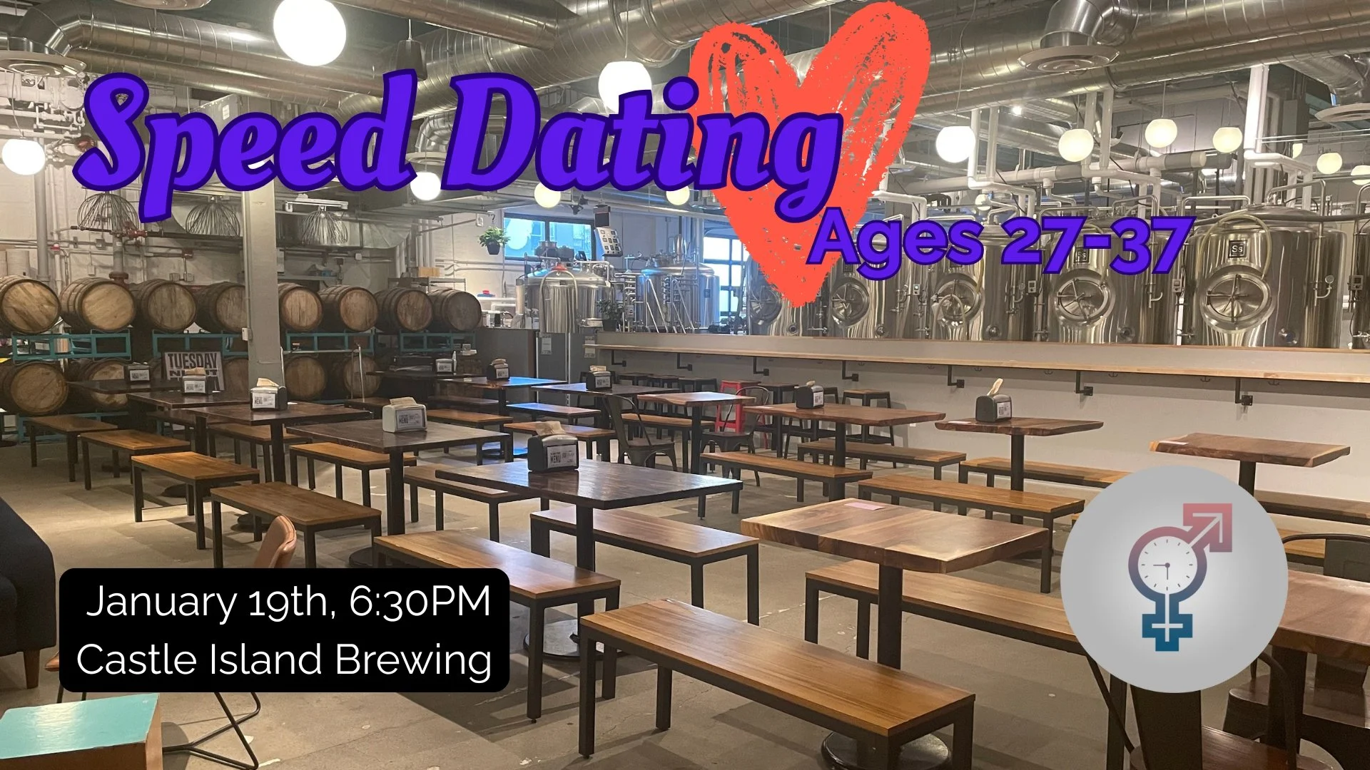 Monday, January 19th: Speed Dating at Castle Island Brewery! (Ages 27-37)