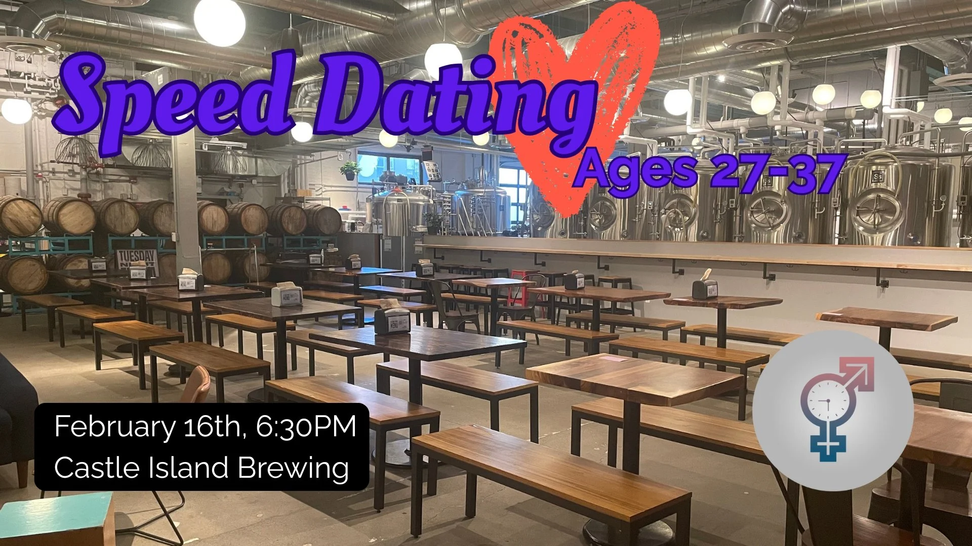 Monday, February 16th: Speed Dating at Castle Island Brewery! (Ages 27-37)