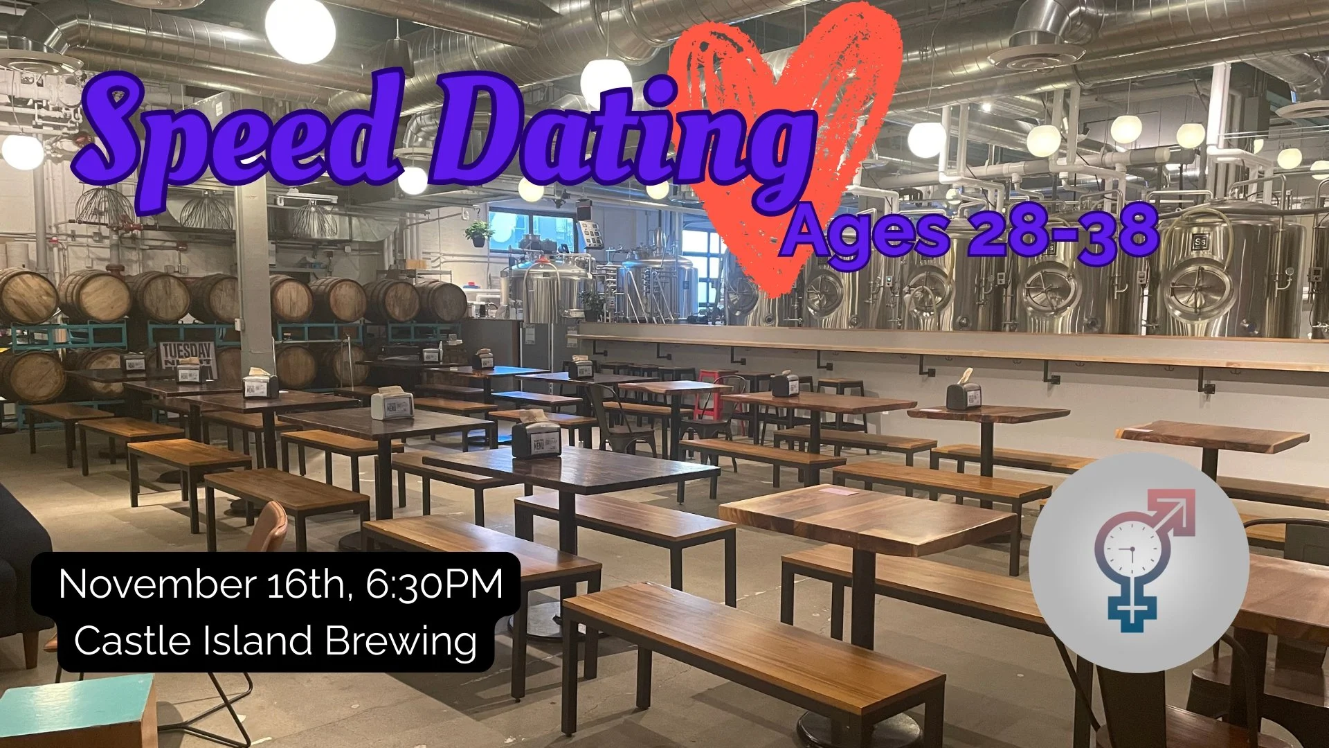 Monday, November 16th: Speed Dating at Castle Island Brewery! (Ages 28-38)
