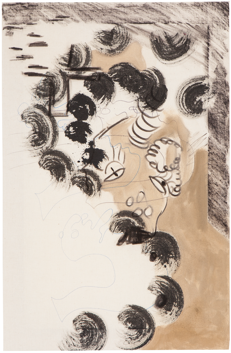 Miesmuscheln am Strand oil, Chinese ink, pen and charcoal on canvas, 70 x 50 cm