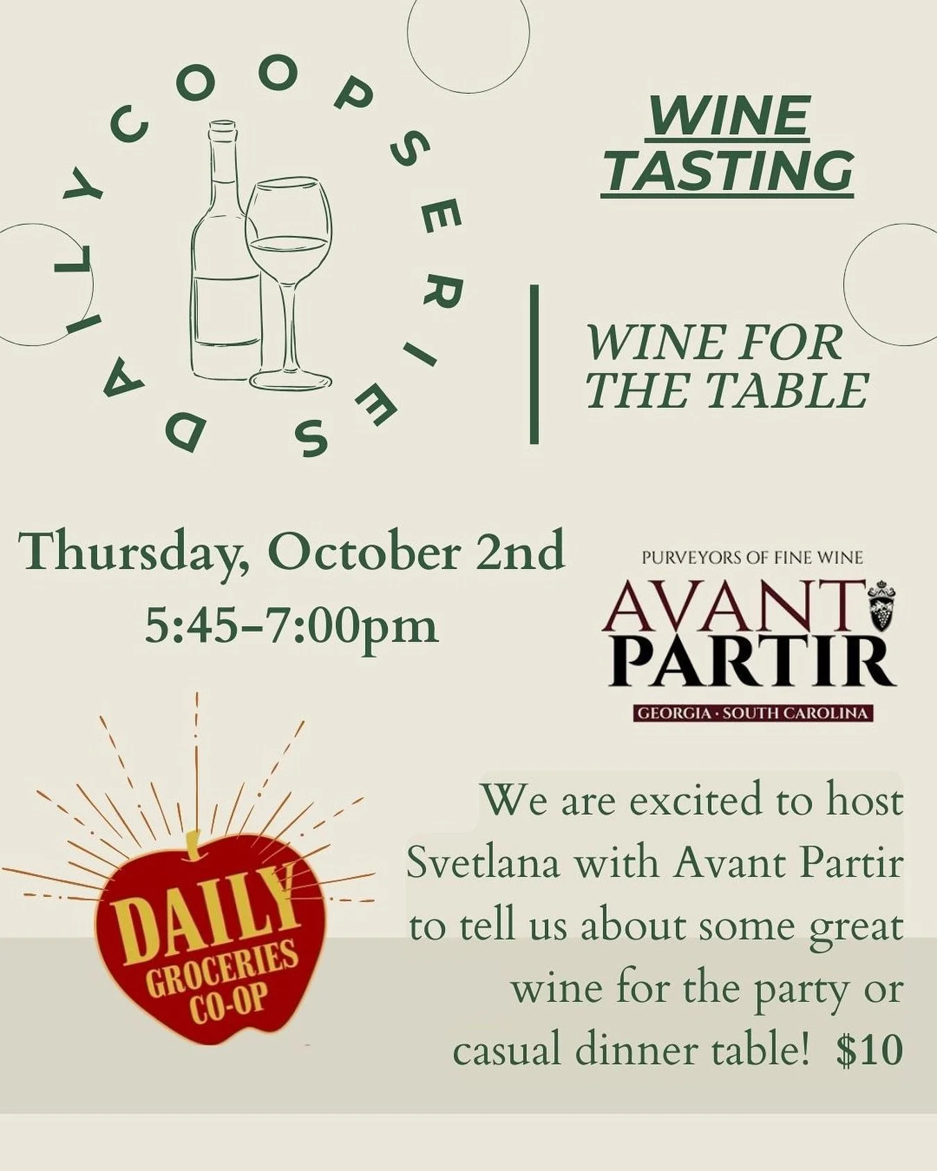 We&rsquo;re hosting Svetlana with @avantpartirwine to kick off introducing Wines for the Table! Just like any other agricultural product, wine comes from a place and should be made with the same thought and quality of any food we filter through our e
