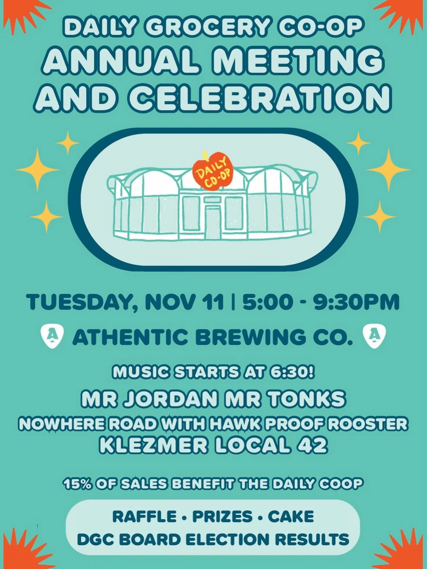 Our annual meeting is next week, y&rsquo;all! We will have a short board meeting starting at 5, and then the party gets started at 6:30 🥳🥳 there will live music, cakes from our Daily bakery, a food truck, and much more! We hope to see everyone ther