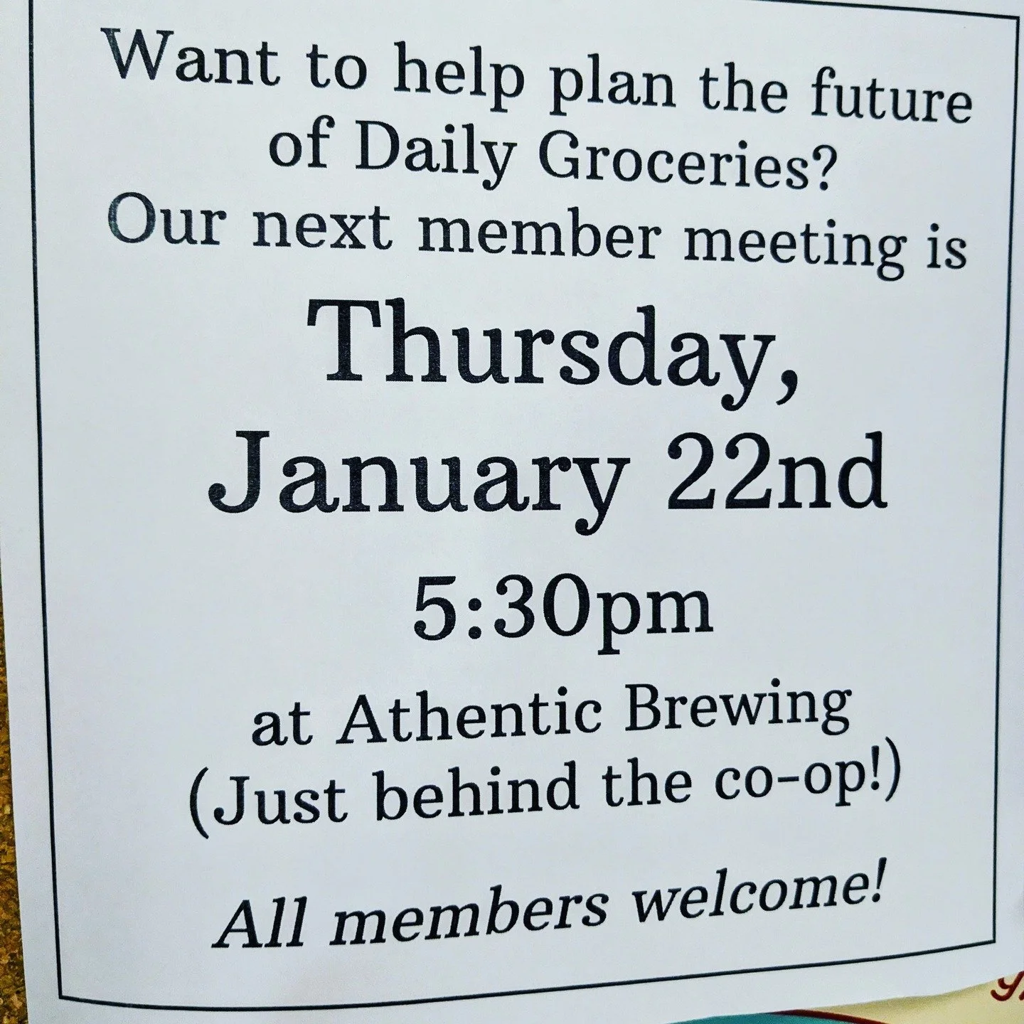 Always been interested in getting involved with our co-op? Have questions or concerns? Our January meeting is around the corner.