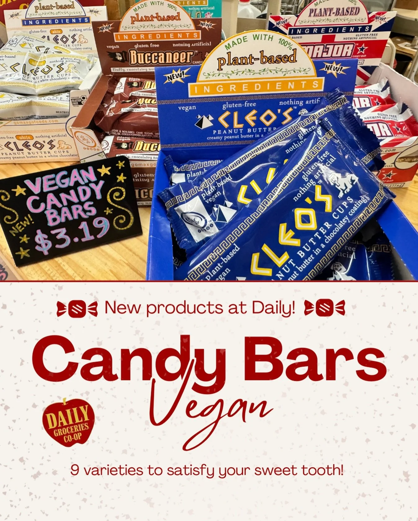 Sweet vegan treats! Crisp English toffee? Peanut butter cups? Caramel and chocolatey nougat? Yes, please! Come on in and get some!
#shoplocal #athensga #vegantreats @gomaxgofoods