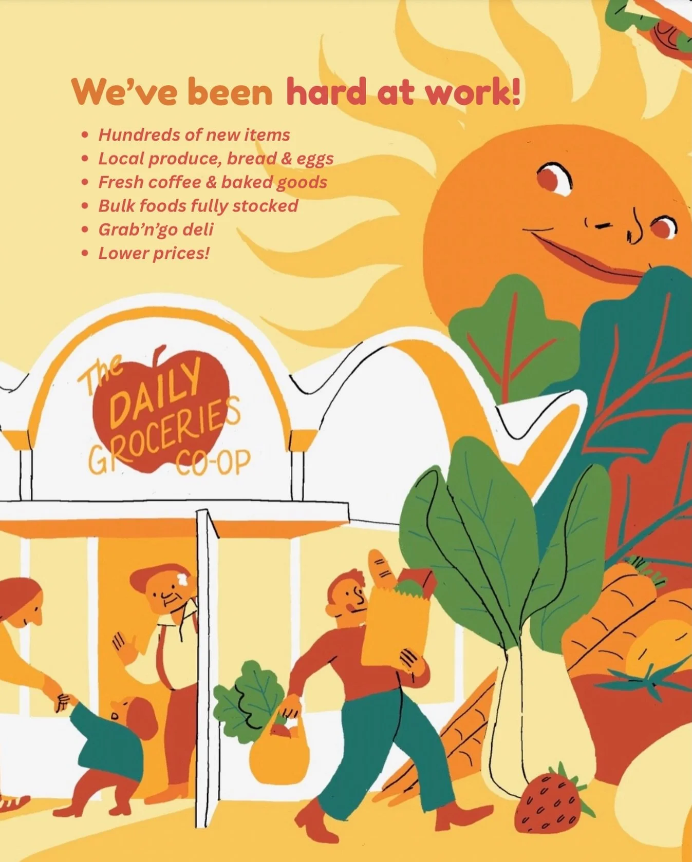 It&rsquo;s a been a whirlwind! So many positive changes at Daily &mdash; 100s of new items and lower prices. Come and see us! And tell your friends!

Artwork by: Eleanor Davis @squinkyelo