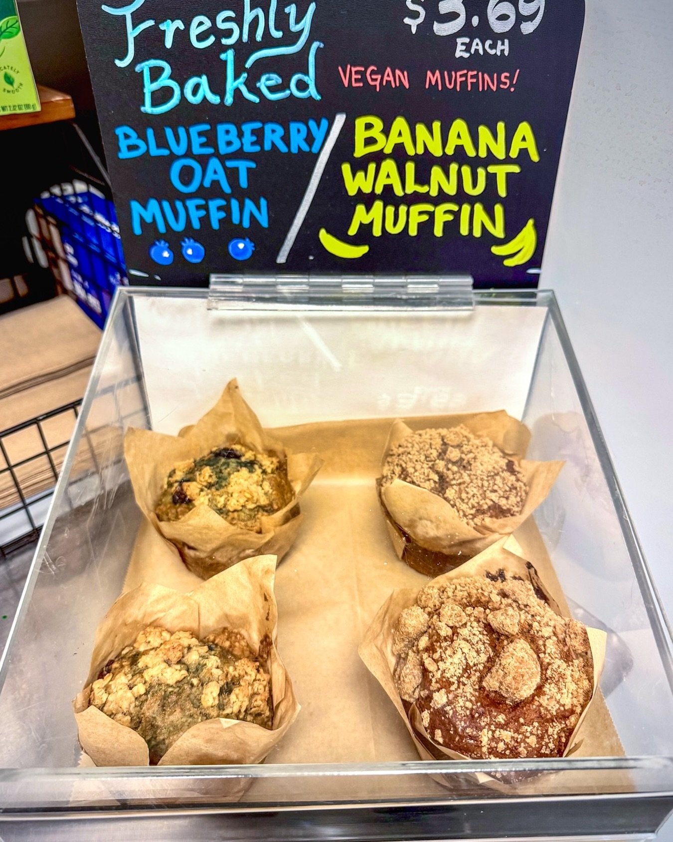 Delicious vegan muffins made fresh! Stop in for a quick breakfast take away and let us know what you think! We&rsquo;re always down for feedback and suggestions as we try out new offerings.