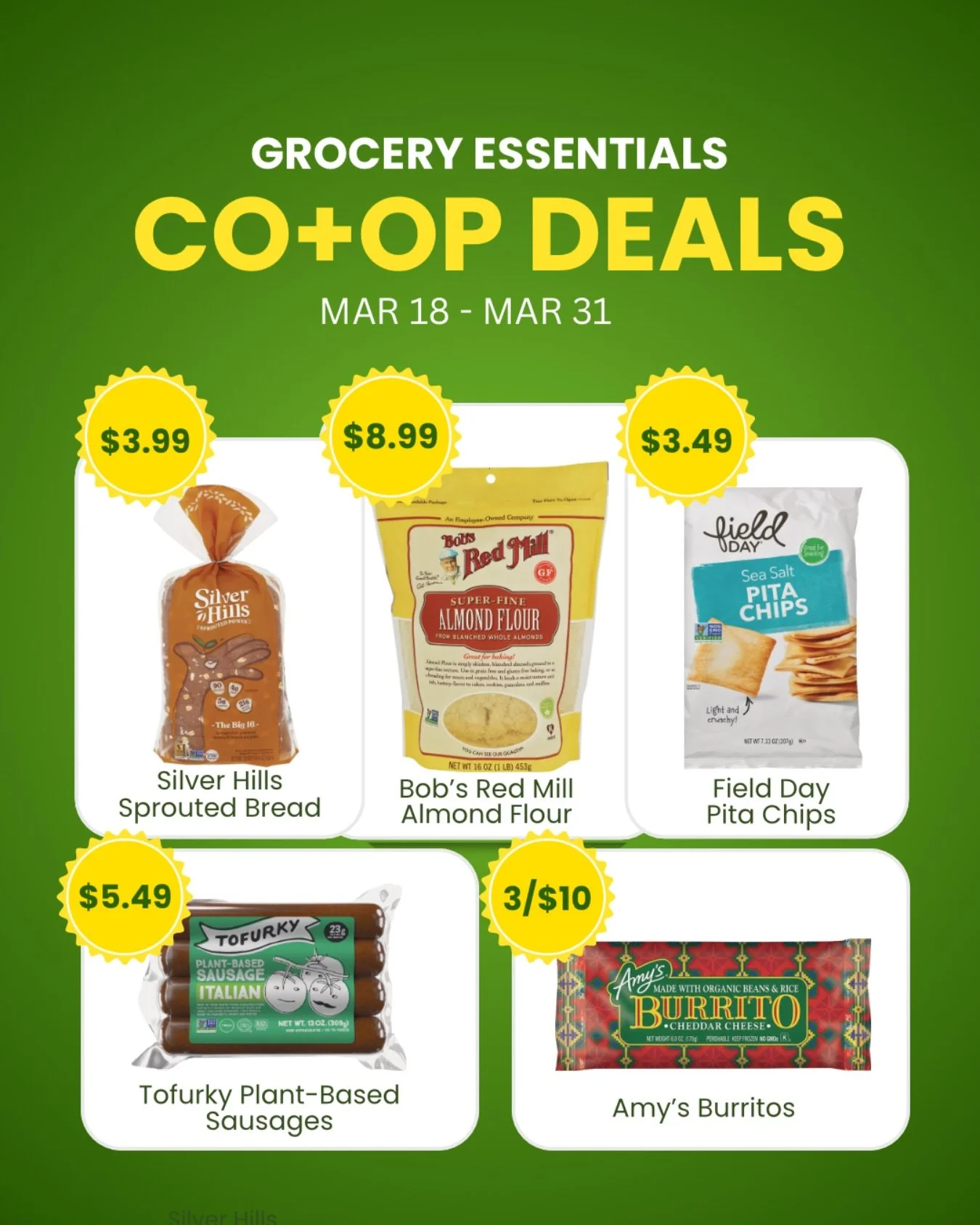 Check out these great new CO+OP DEALS!! These are just some of over 40 items in store available at fantastic prices through March 31. We&rsquo;ll have new deals available every two weeks. You can also check out the in-store flyer. @coopgrocery #coopl