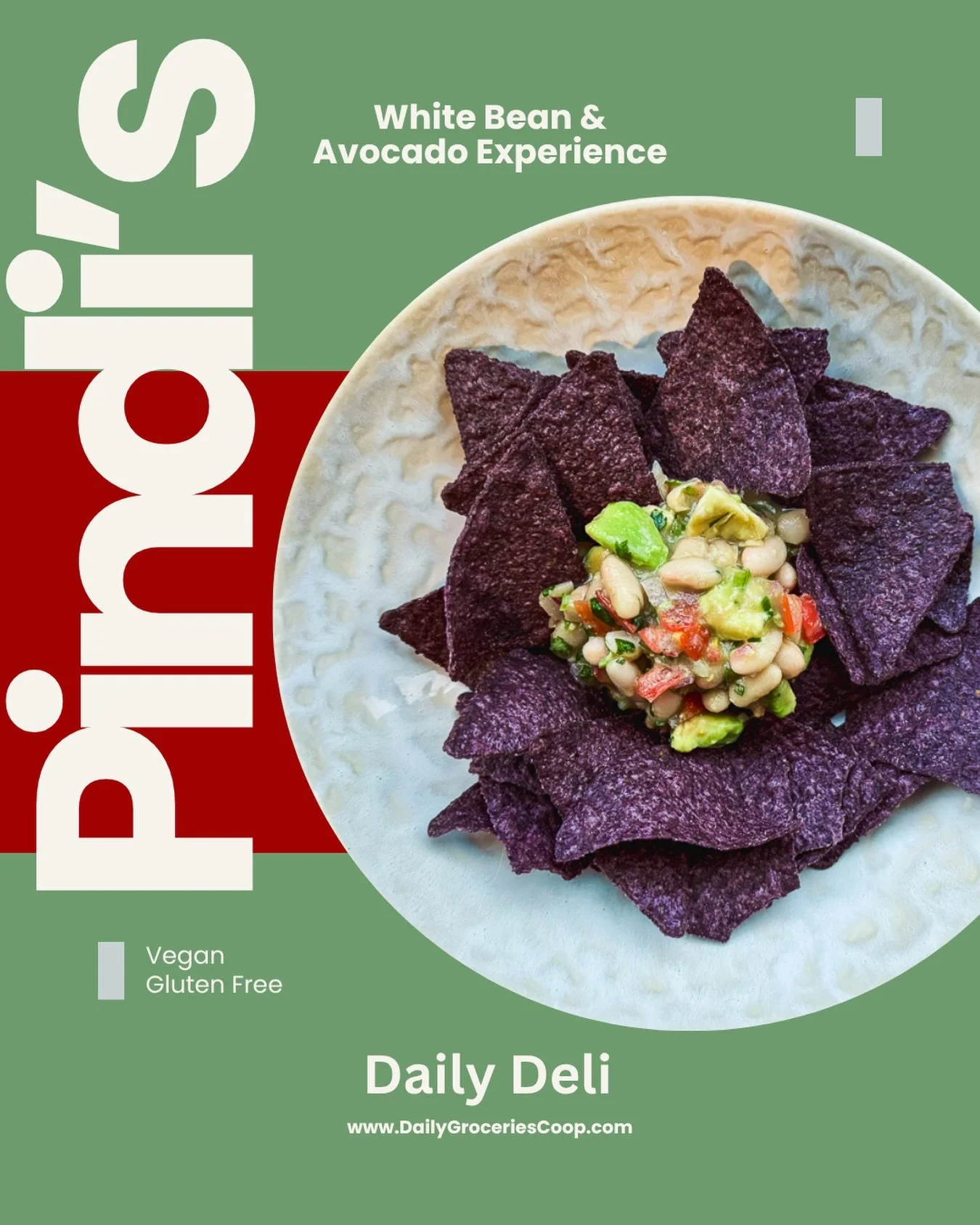 A customer and staff favorite from Daily&rsquo;s deli: Pindi&rsquo;s White Bean &amp; Avocado Experience! Delicious and zesty! Try it with our @fielddayproducts blue corn chips!
