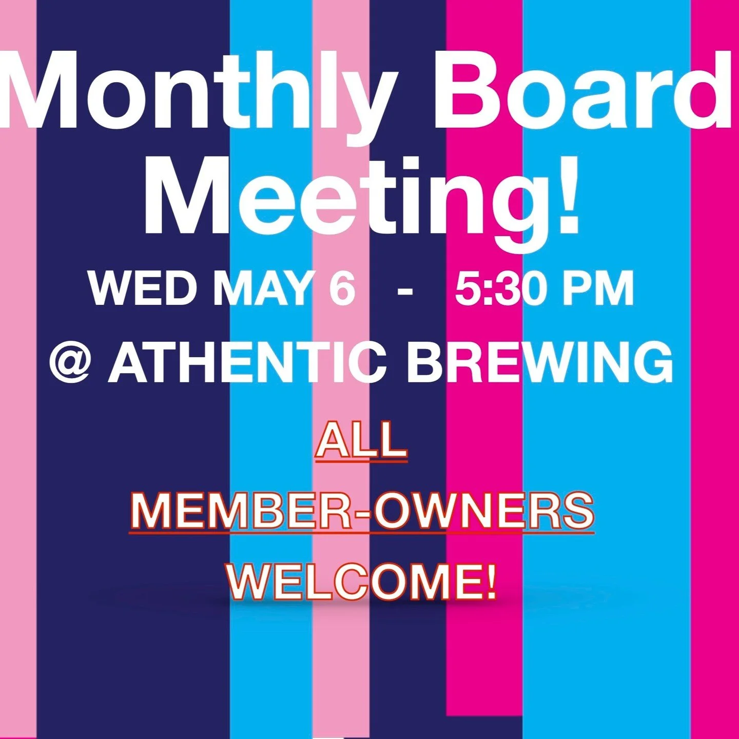 Daily Co-op's monthly Board meeting is today 5:30 PM at Athentic Brewing, just behind Daily. All member-owners are encouraged to attend!