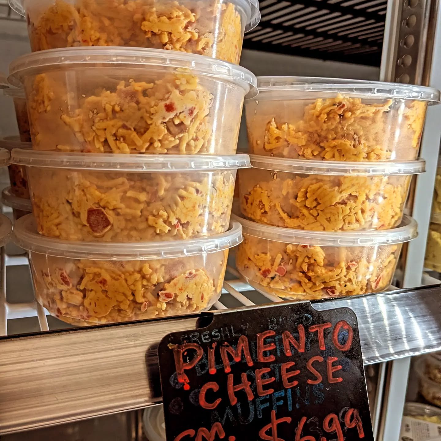 You demanded it... So we brought pimento cheese back! Tillamook sharp cheddar, organic roasted red peppers... and a kick of spice! Find it in the deli case.