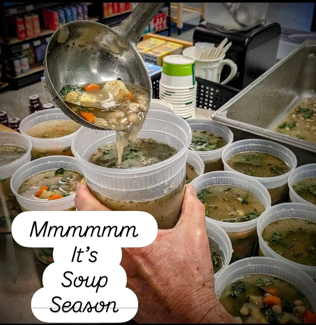 Our fantastic soups are back in the freezer. Come getcha some!