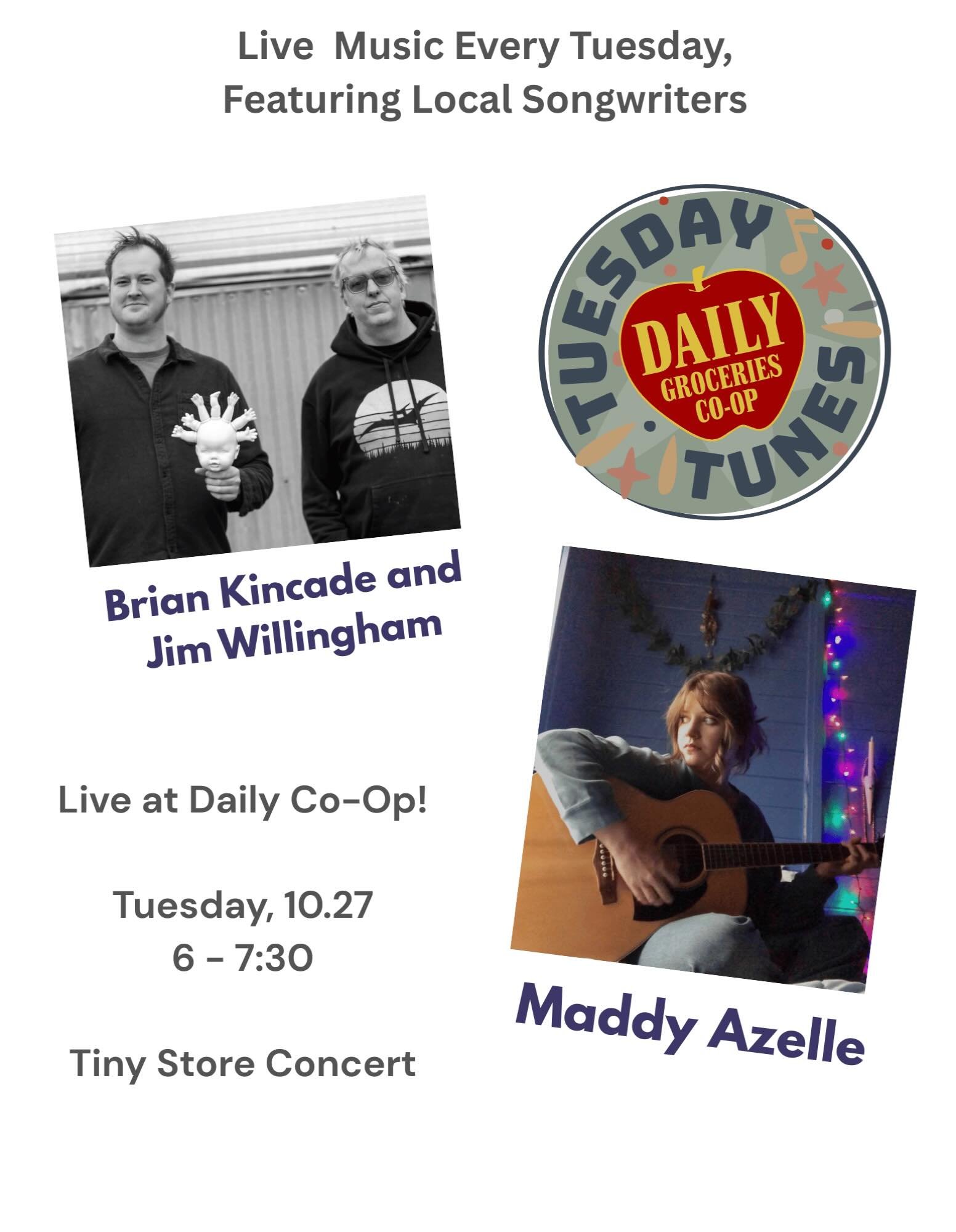 This coming Tuesday, 10.27 @ham_willy will be joined by Brian Kincade on vocals and bass, and they will play at 6. Maddy Azelle will start around 6:45! This will be a great show featuring unique original indie folk songs!