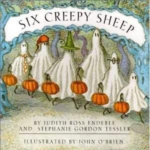 “Let’s trick or treat!” say Six Creepy Sheep. What happens when they meet a passel of pirates, a gaggle of goblins, and a warren of witches? With tongue-twisting prose and hilarious illustrations, this award-winning book will charm all. One of four Sheep books by Judy and Stephanie. Published by Boyds Mills Press.