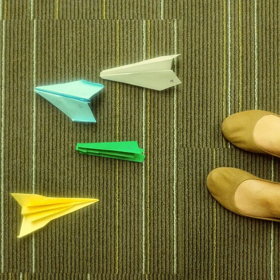 My first day of class this year where we flew paper airplanes… this week marked my last in person class for the term