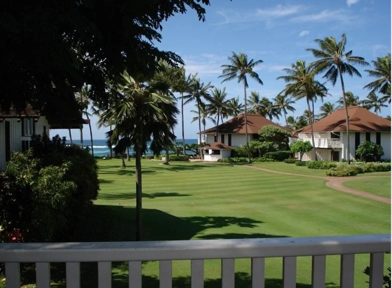 View from the deck. We love this spot because it is low-rise, low-density, but very Hawaiian.