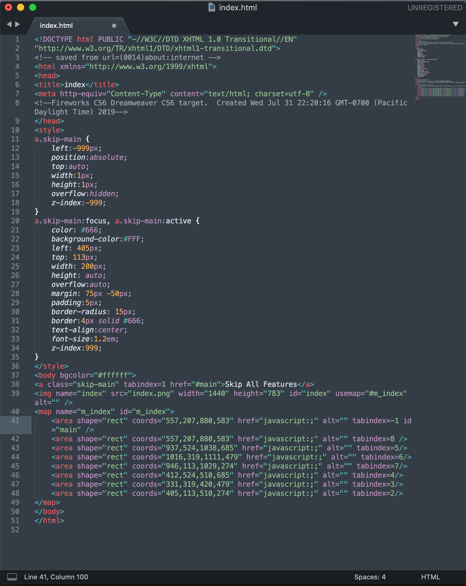 Screenshot of Customized Focus Order Codes