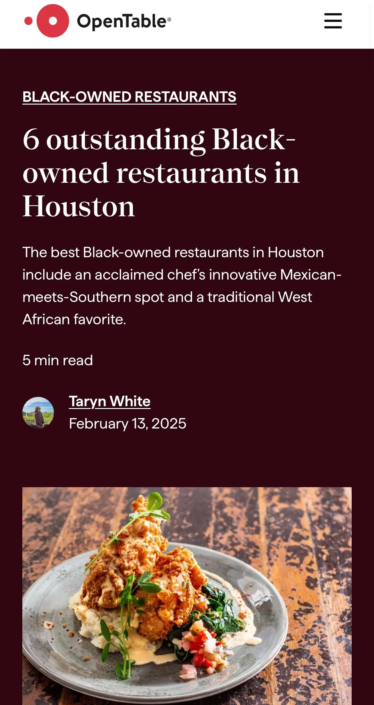 OpenTable's Outstanding Black-owned restaurants in Houston
