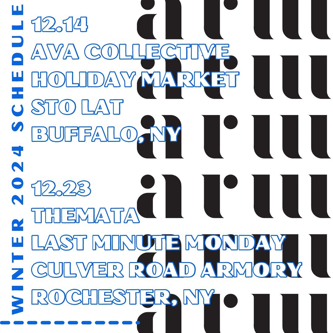 ✨ WINTER 2024 SCHEDULE ✨

2 Cities &bull; 2 Markets 
2 Chances to Shop ARW in-person for the holiday season! 

&mdash;&mdash;&mdash;&mdash;&mdash;&mdash;&mdash;&mdash;

Saturday 12/14 &bull; @avacollectivebflo 

Monday 12/23 &bull; @themata145

&mdas