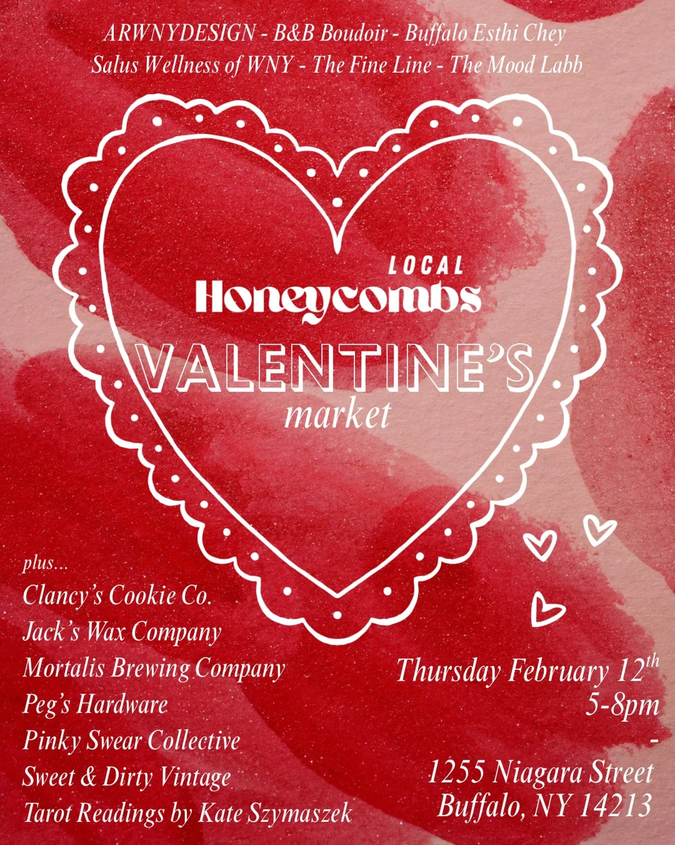 💖 VALENTINE&rsquo;S MARKET 💖

Our first event of 2026 will be right at home for the Local Honeycombs Annual Valentine&rsquo;s Market THIS THURSDAY! 
Grab your gifts for the weekend, treat yourself for a little evening, get a tarot reading, and have