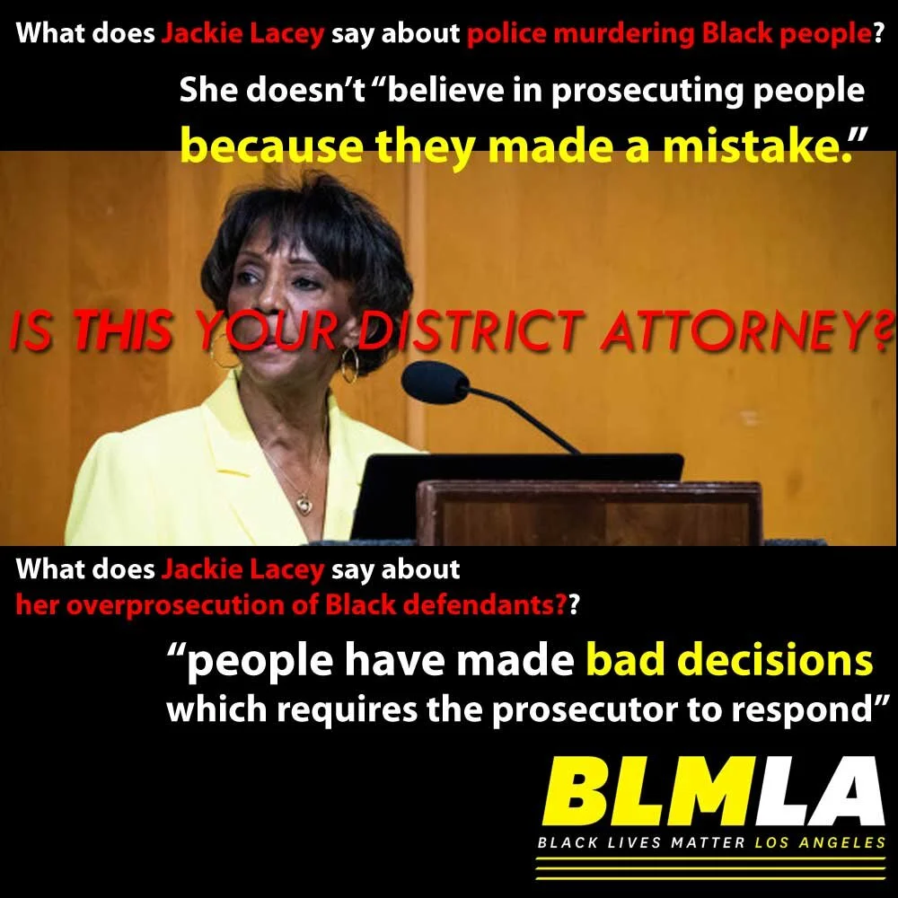 DA Jackie Lacey Says Black People Make "Bad Decisions" As Excuse For Over-Prosecution 