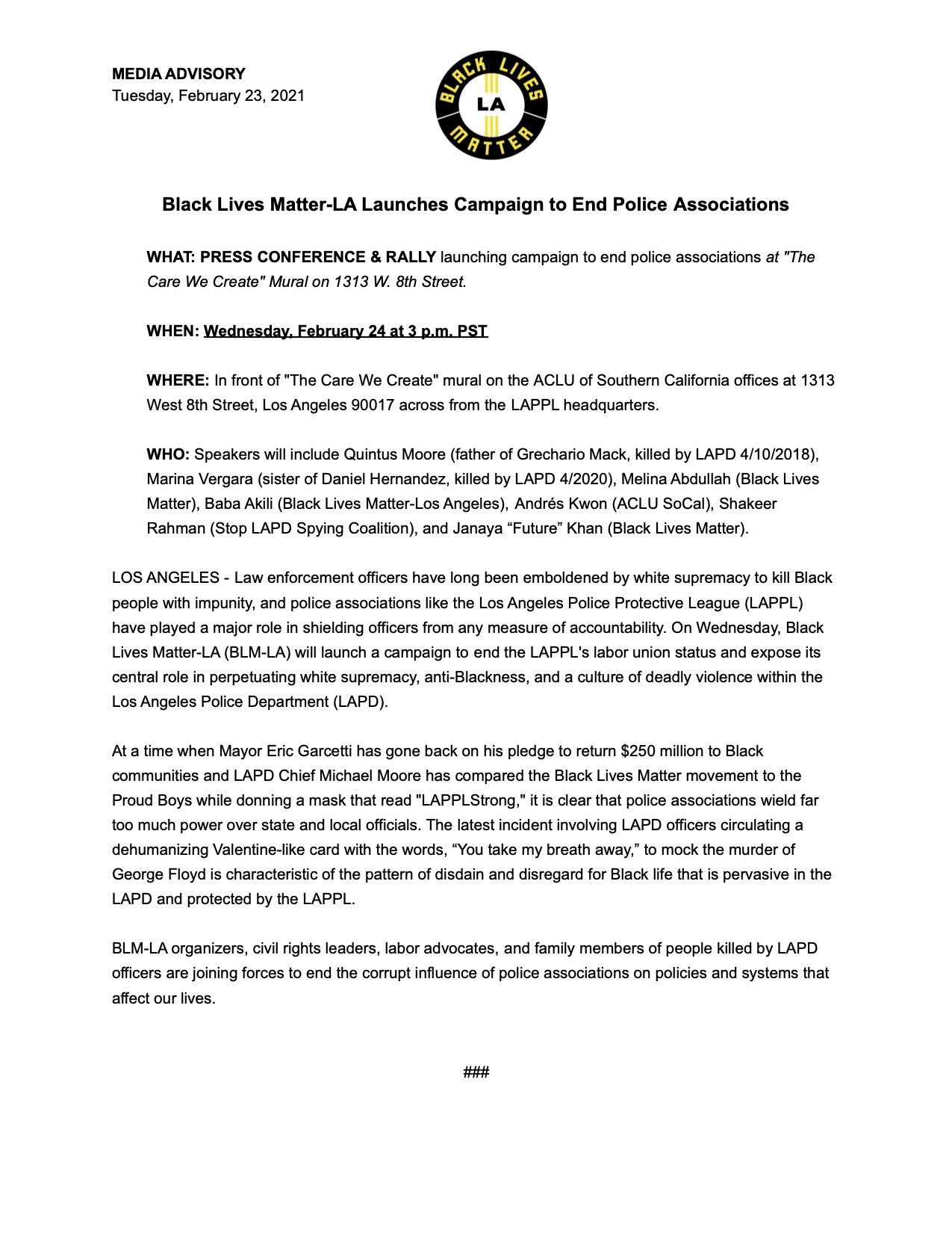 Copy of Media Advisory-Issued 2-23-21-End Police Associations Campaign Press Conference & Rally.jpg