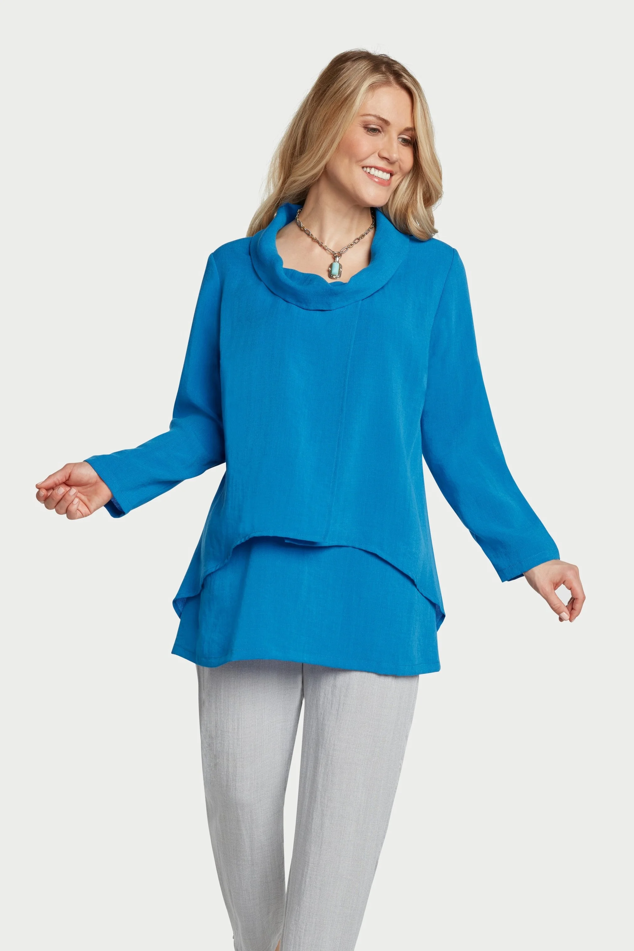 AA143 - Layered Cowl Neck Pullover