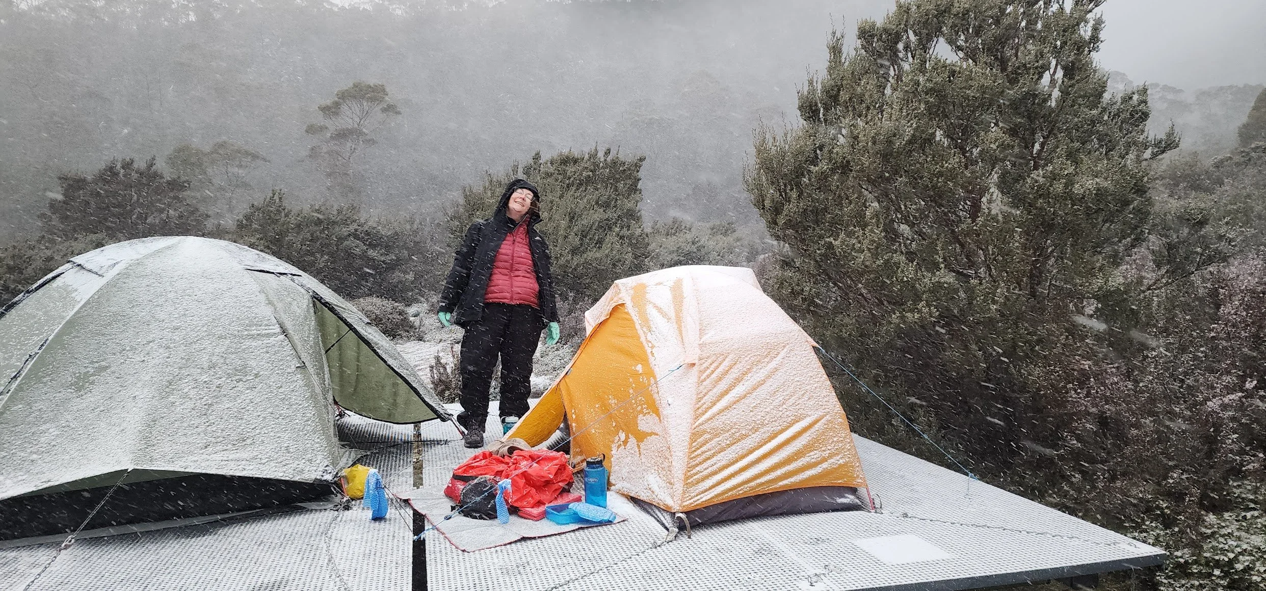 Walls Liza near tent in snow.jpg