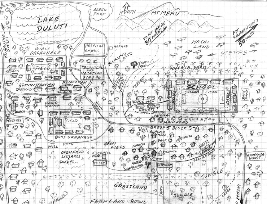 Mappa del campo di Tengeru disegnata da Henryk Szostak.
