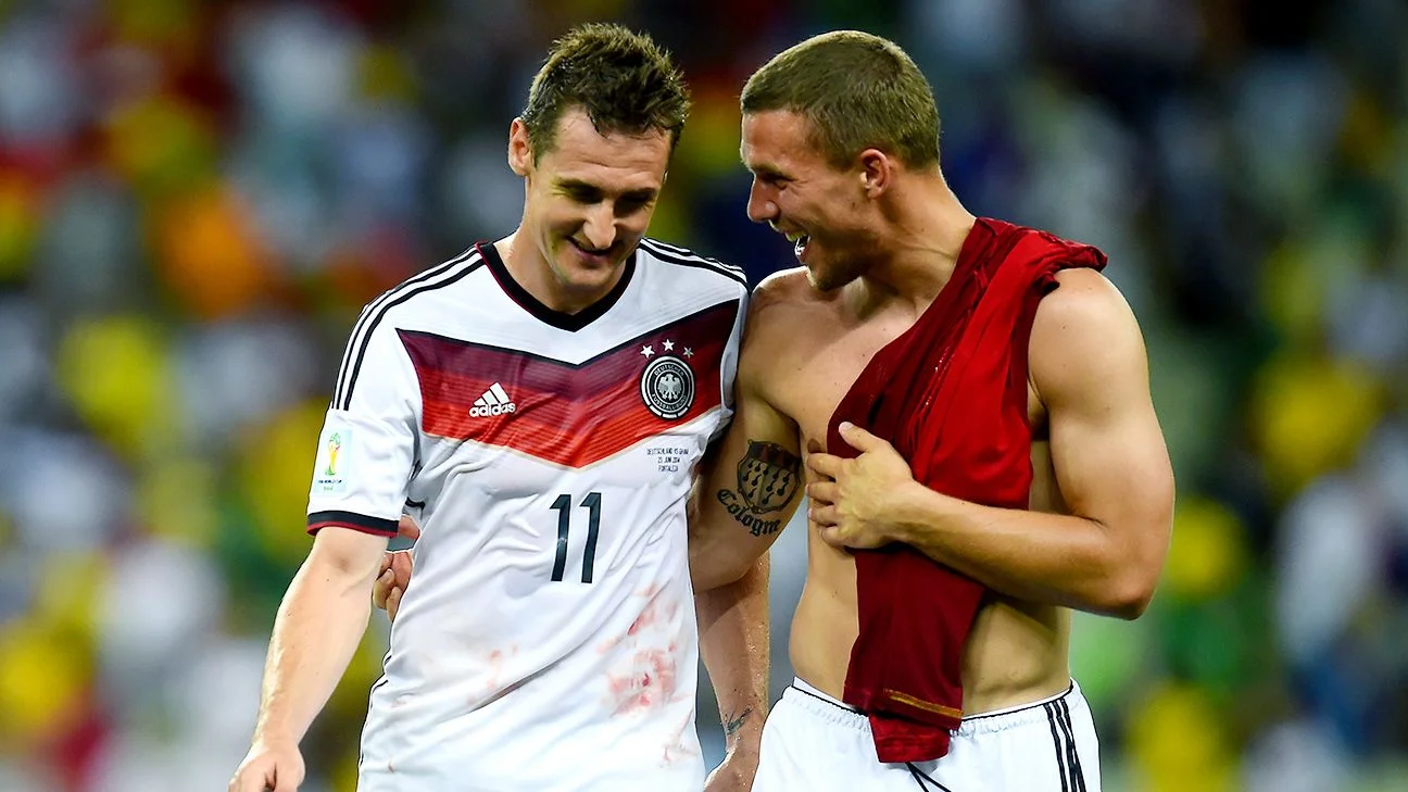 Lukas Podolski e Miroslav Klose con la maglia della nazionale tedesca (Foto Espn).