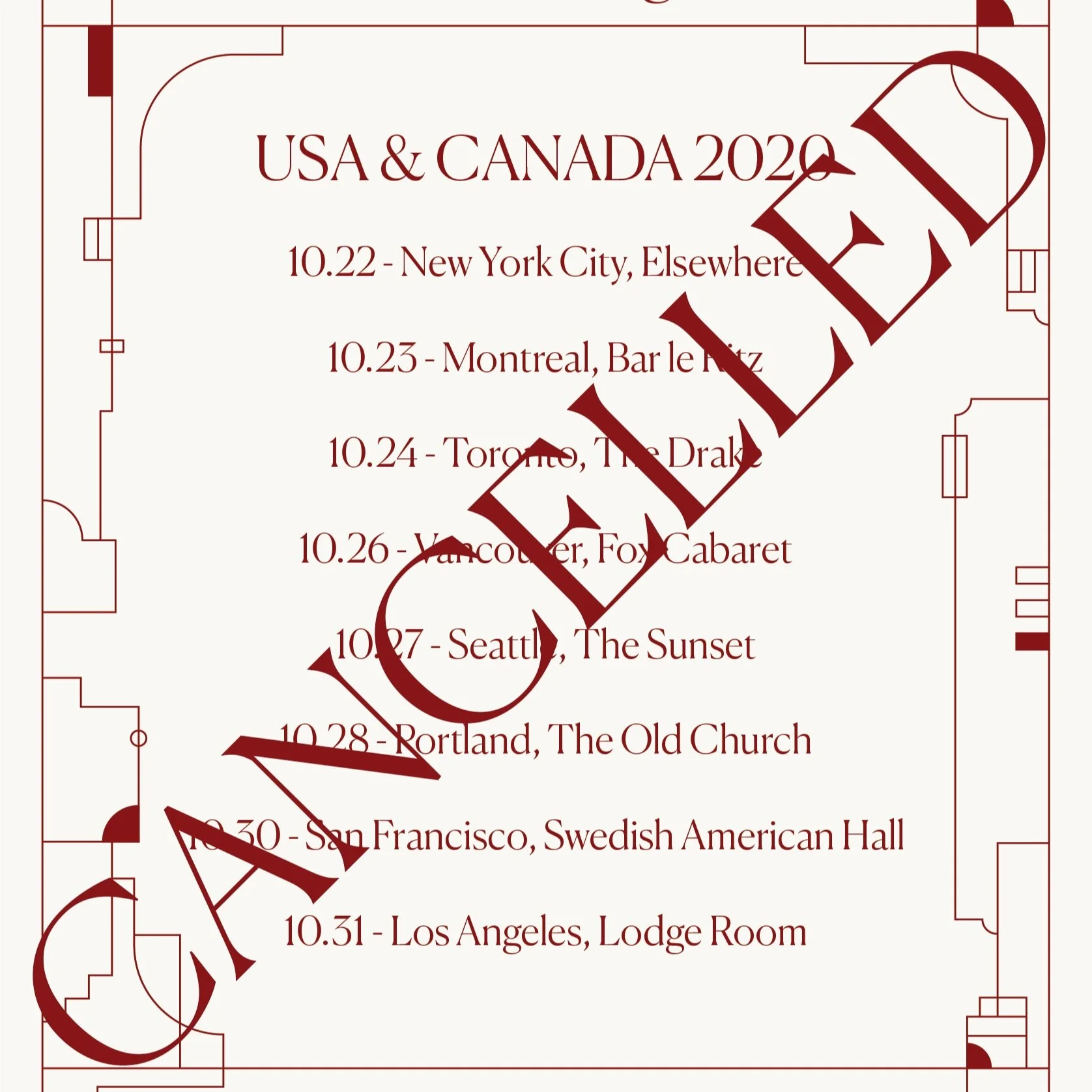 North American Tour Cancelled