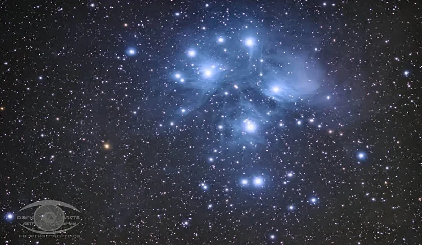 M45 – The Pleiades Cluster. 1 hour of exposure time with a Nikon D5100