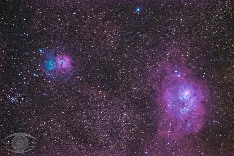 The Lagoon and Trifid Nebulae.100 minutes of exposure time with a Nikon D5100