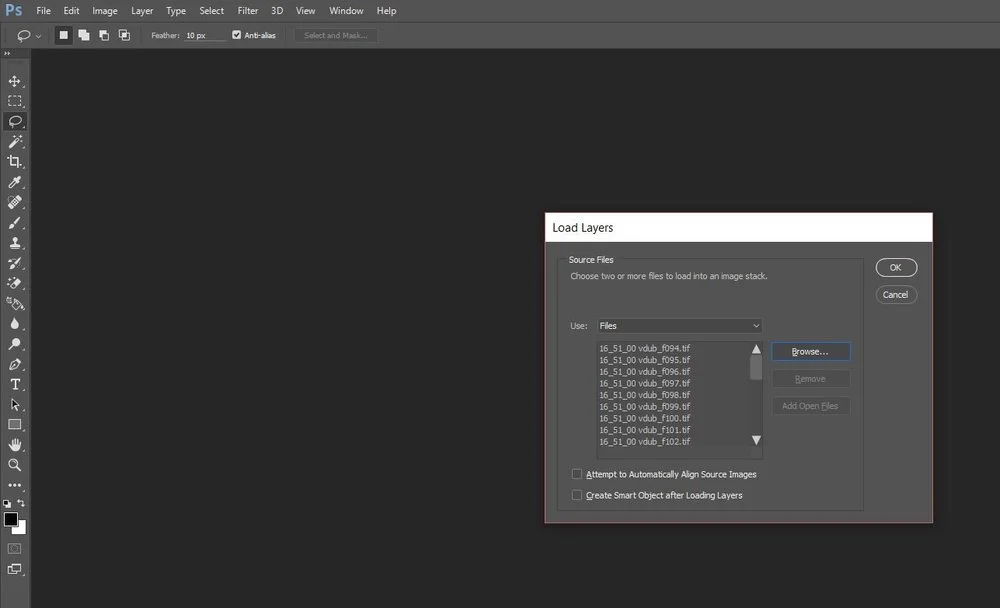 Loading your images into a stack in Photoshop CC