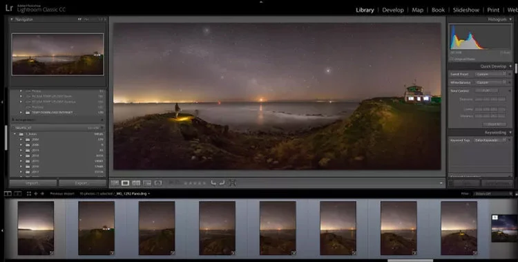 Peveril Point Swanage Milky Way: 7 images highlighted below and stitched in Abobe Lightroom.