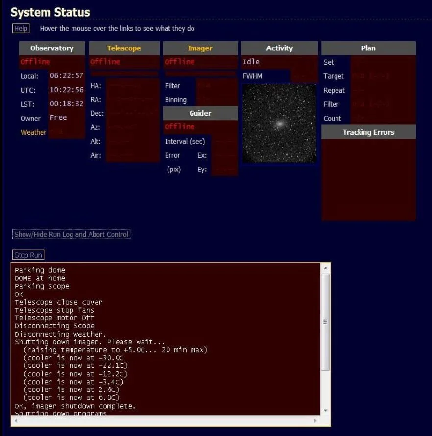 Screenshot of the log file © Chilescope