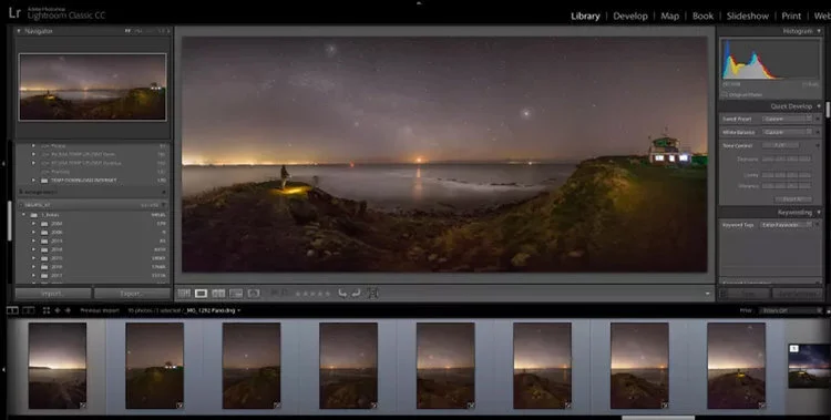 Peveril Point Swanage Milky Way: 7 images highlighted below and stitched in Abobe Lightroom.