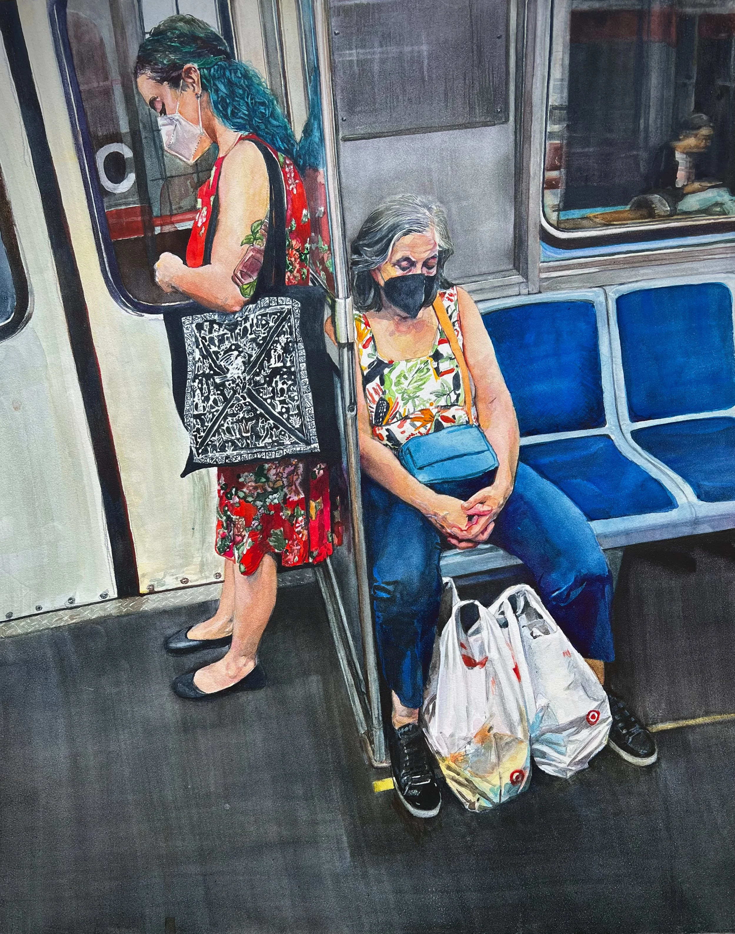 Two Women Headed Home on the Red Line