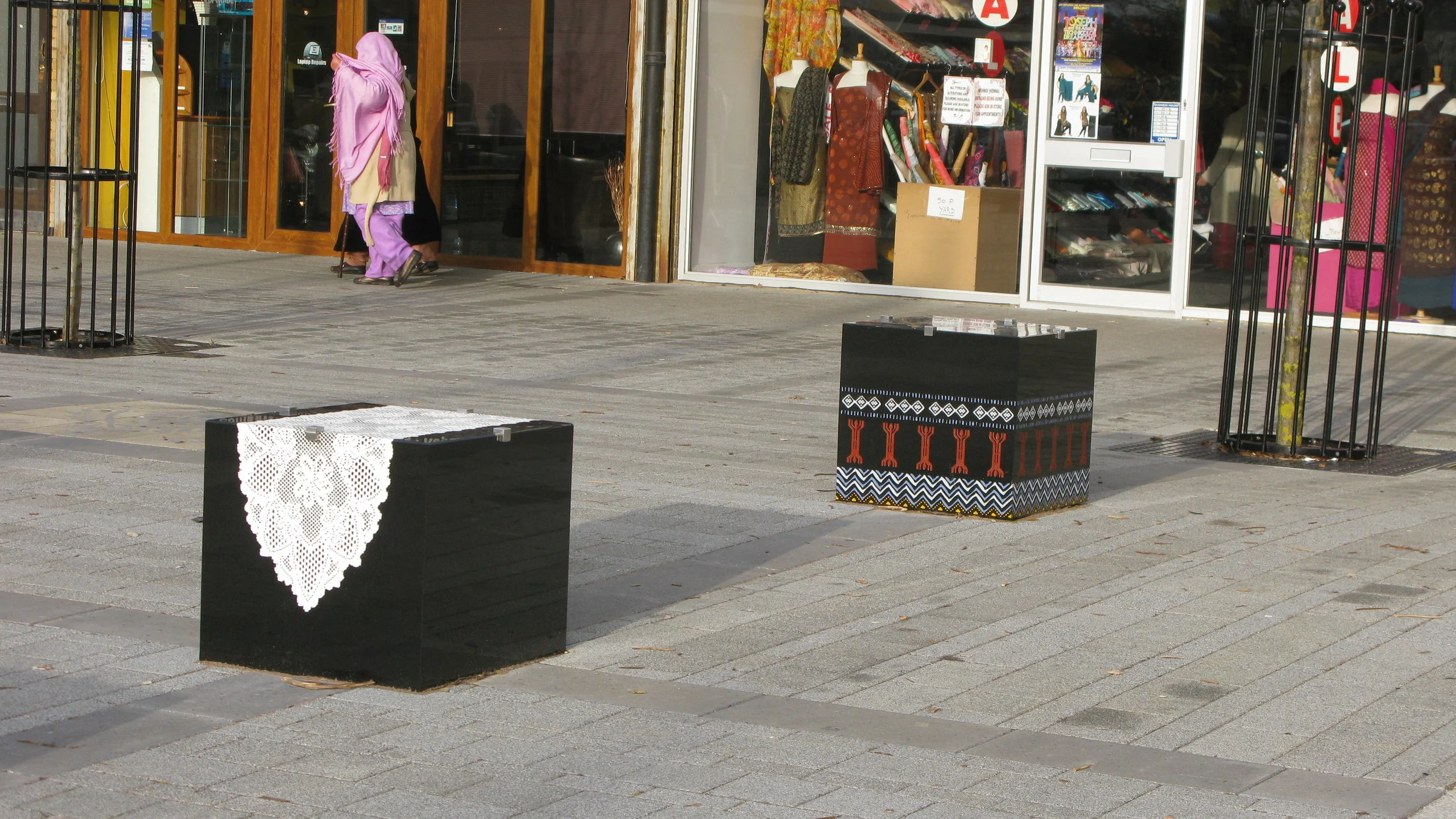 Polished granite seating, Bruce Williams