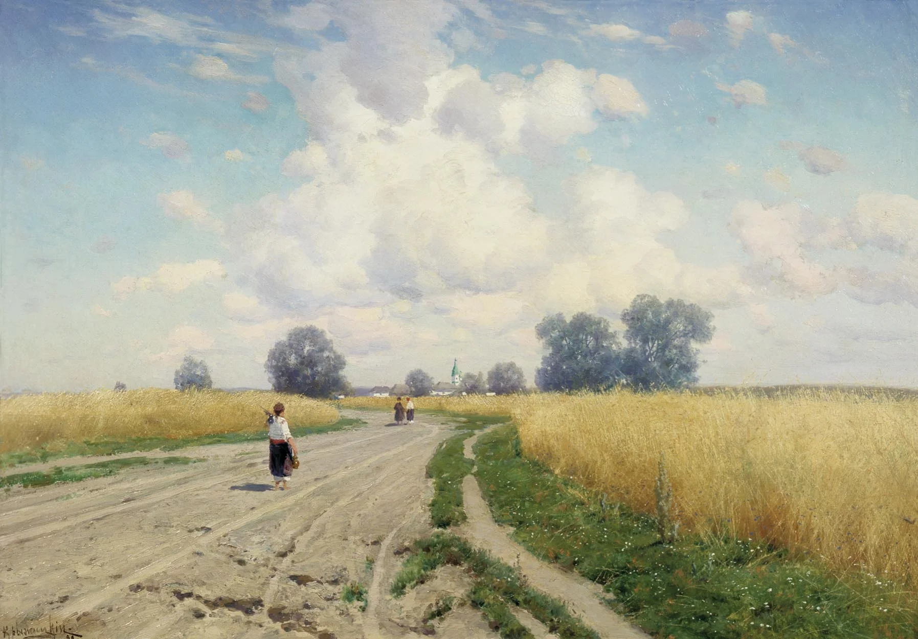 painting: Doroga (translated, The Road), by Konstantin Kryzhitsky, 1899.