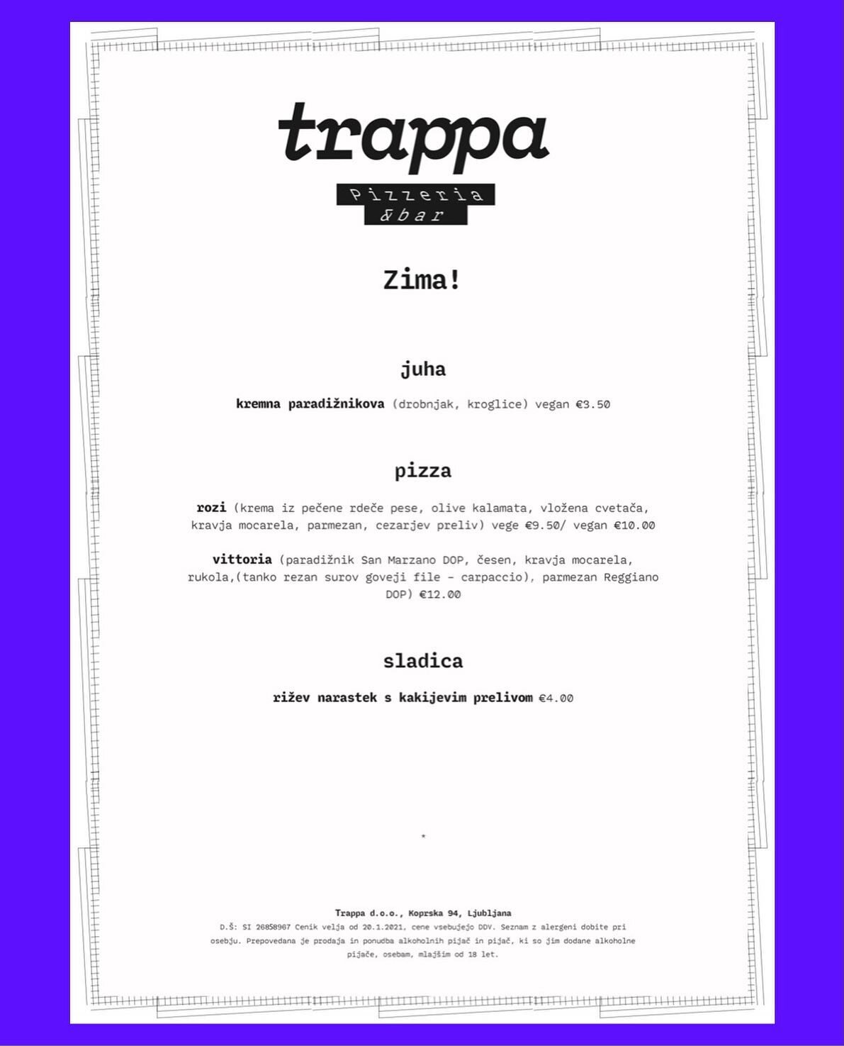 ✨ Obljubljena zimska ponudba je na voljo od danes naprej. ✨🎉 
.
.
.
#trappa #trappazima #trappapizza  #pizzaljubljana #igslovenia #igljubljana