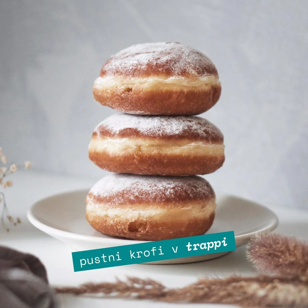 🎭 Krofi za maske in otroke v trappi! 
Jutri, na pustni torek, bomo maskam in na&scaron;im najmlaj&scaron;im gostom podarili bio krofe iz @devetavas.
Krofi so iz 100% khorasanove moke, brez palmine ma&scaron;čobe in bogato napolnjeni z marmelado. Ogl