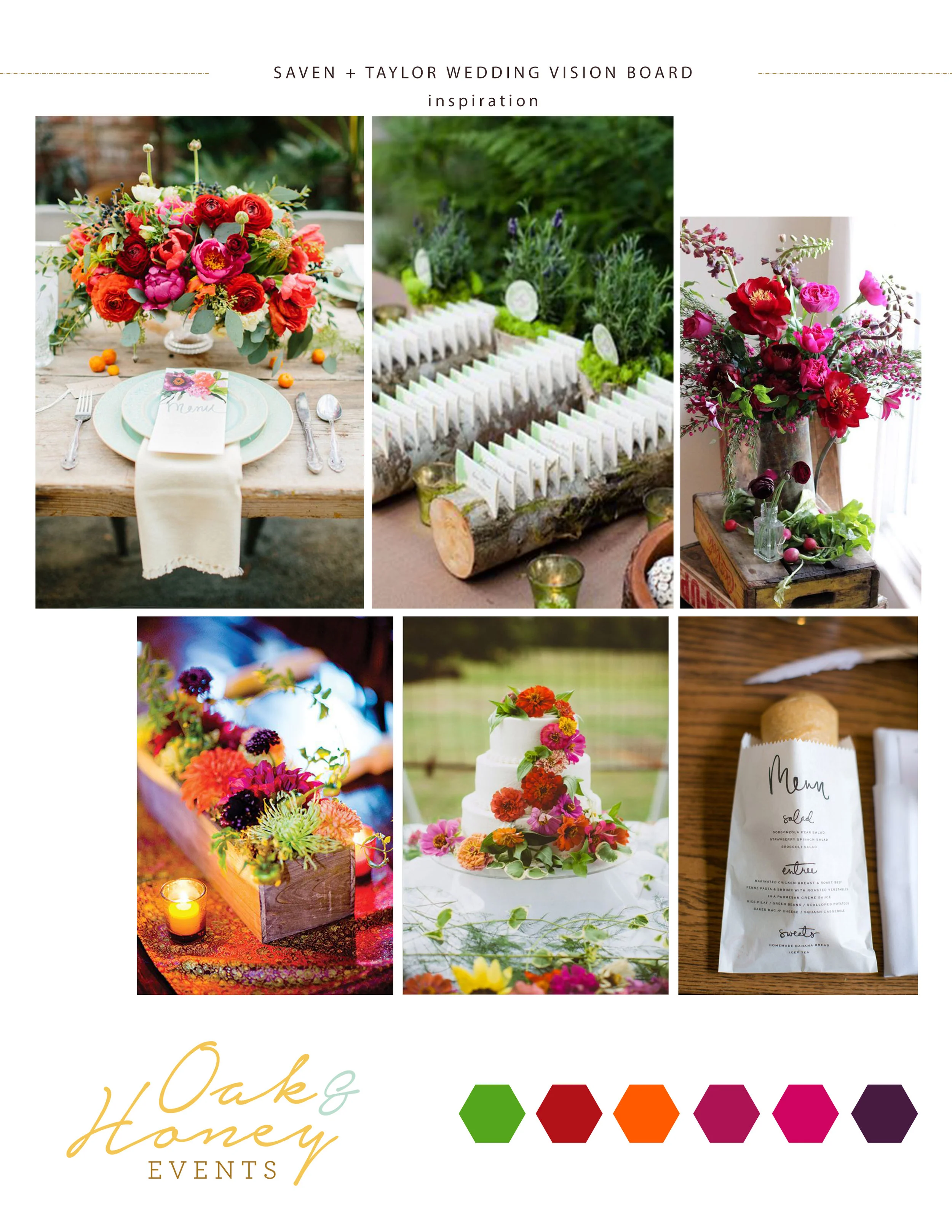 Colorful wedding vision board
