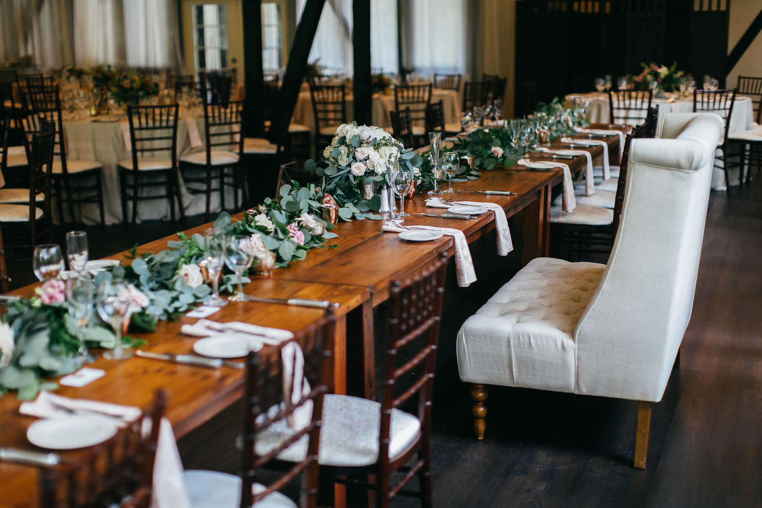 The Club at Hillbrook long banquet table