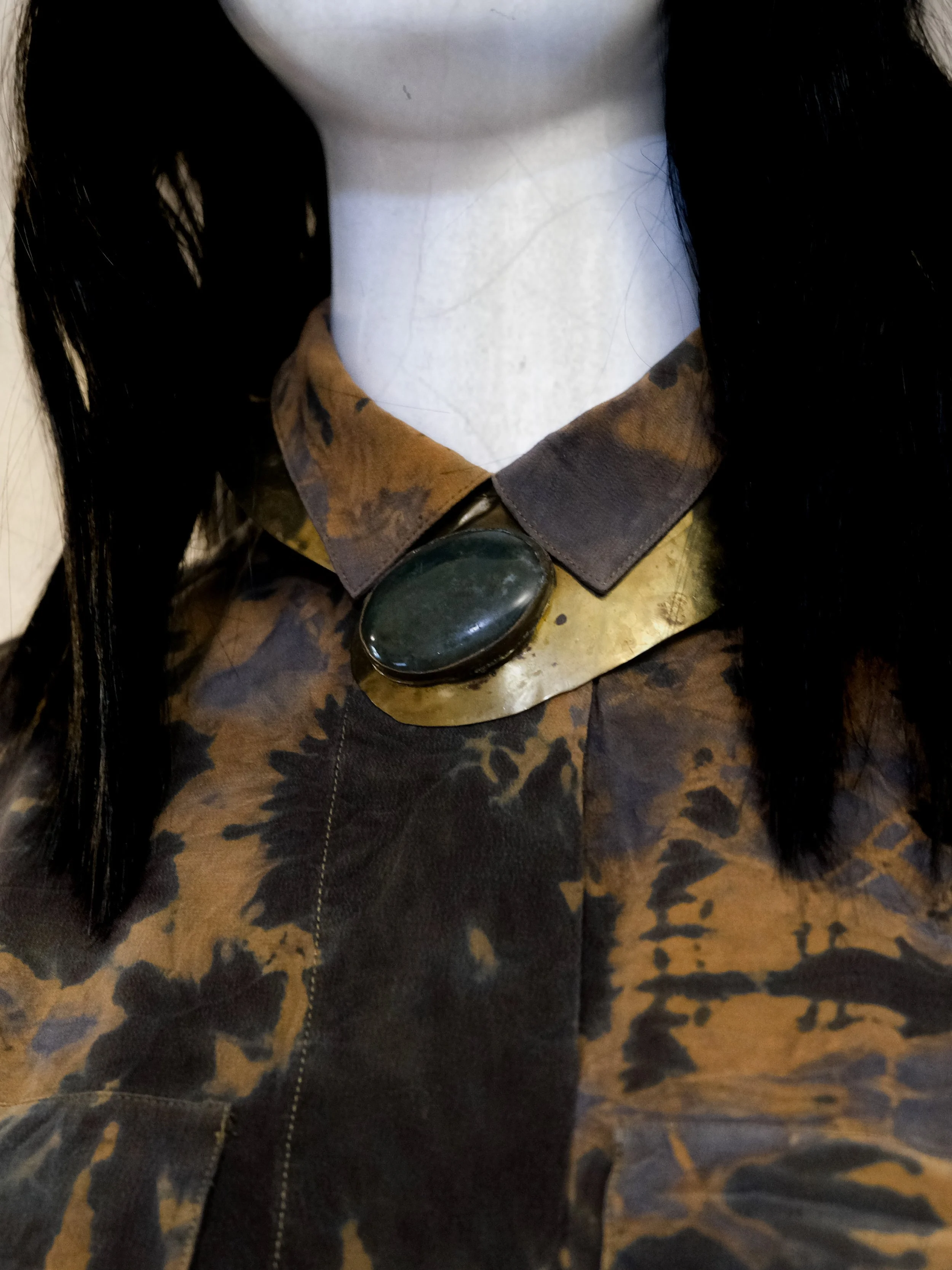 Vintage Brass w/ Green Agate Chest Plate