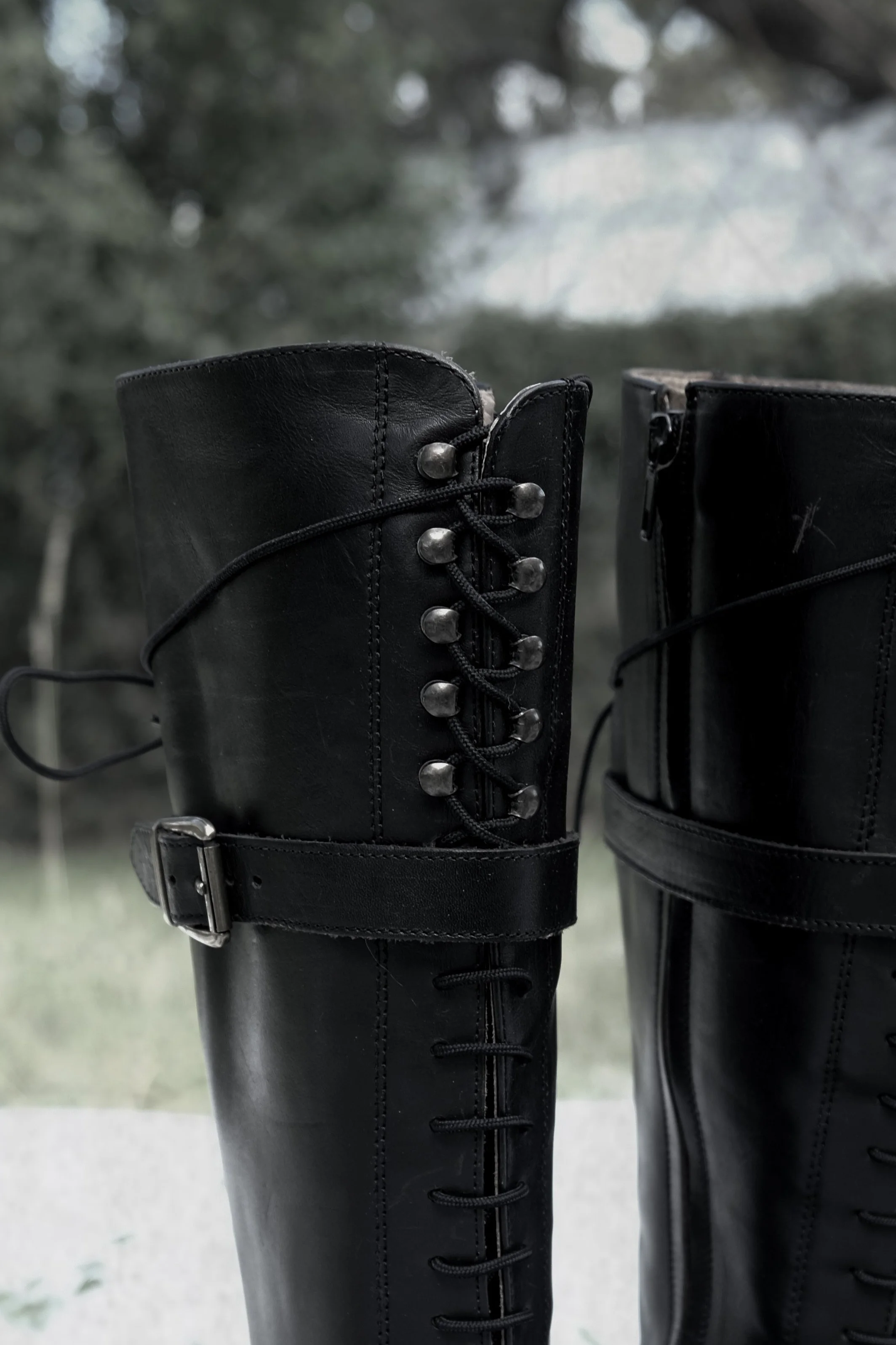 Vintage 90s Black Leather Lace-Up Boots — LIFE OF VICE