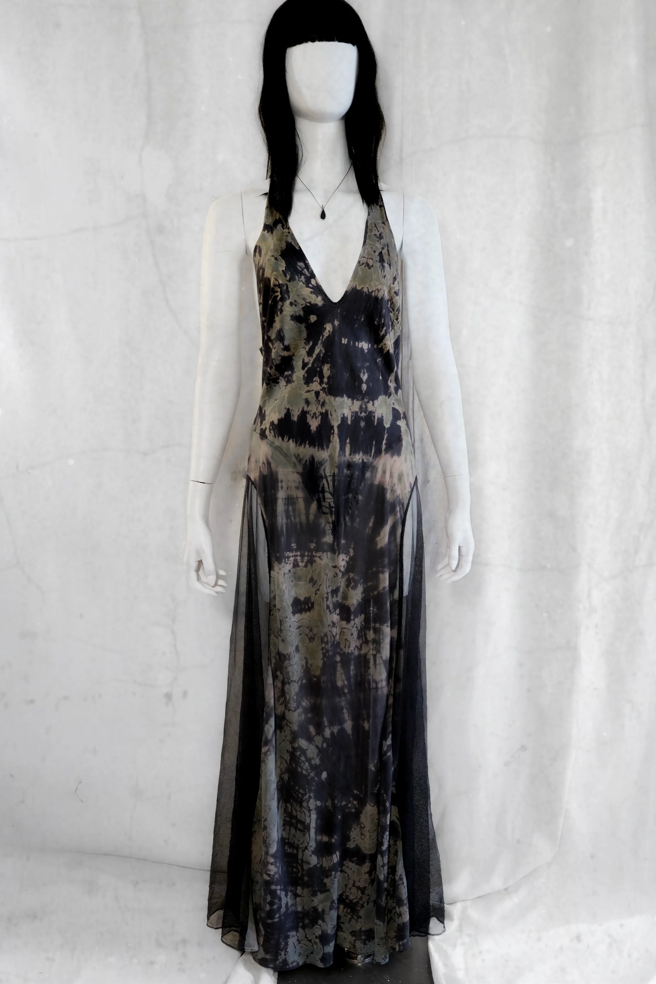 sachin and babi light blue dress Silk Chiffon Bias Cut-Out Slip Dress