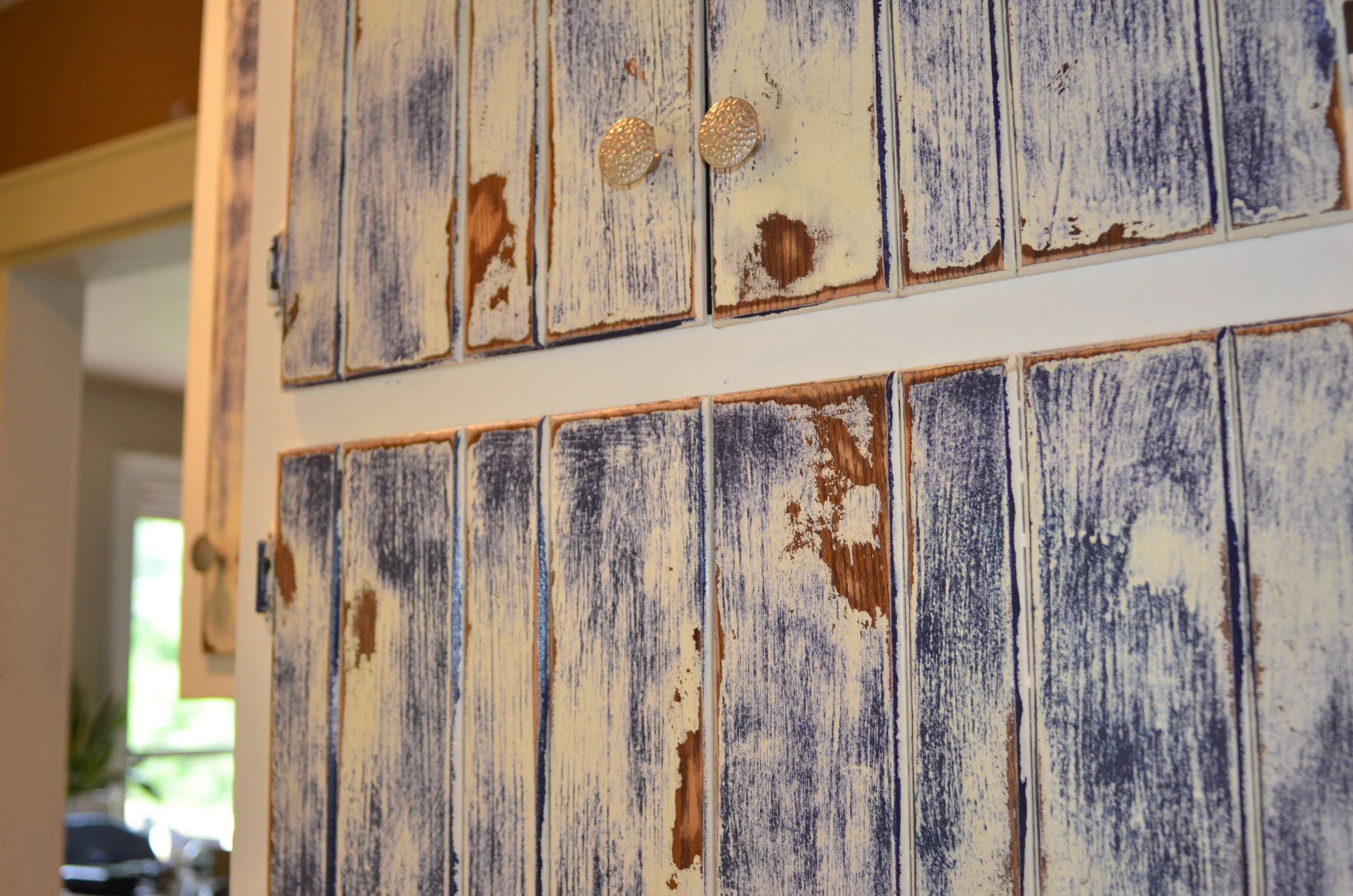 HAND PAINTED CUSTOM DISTRESSED KITCHEN CABINETS