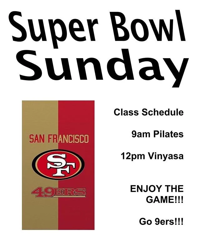 Super Bowl Sunday classes! Get to class and then watch the game! 🏈🧘&zwj;♀️💦😎
.
.
#superbowl2020 #hotyoga #vinyasa #sweatitout #yoga #yogis #strong #sacramentoyogastudios